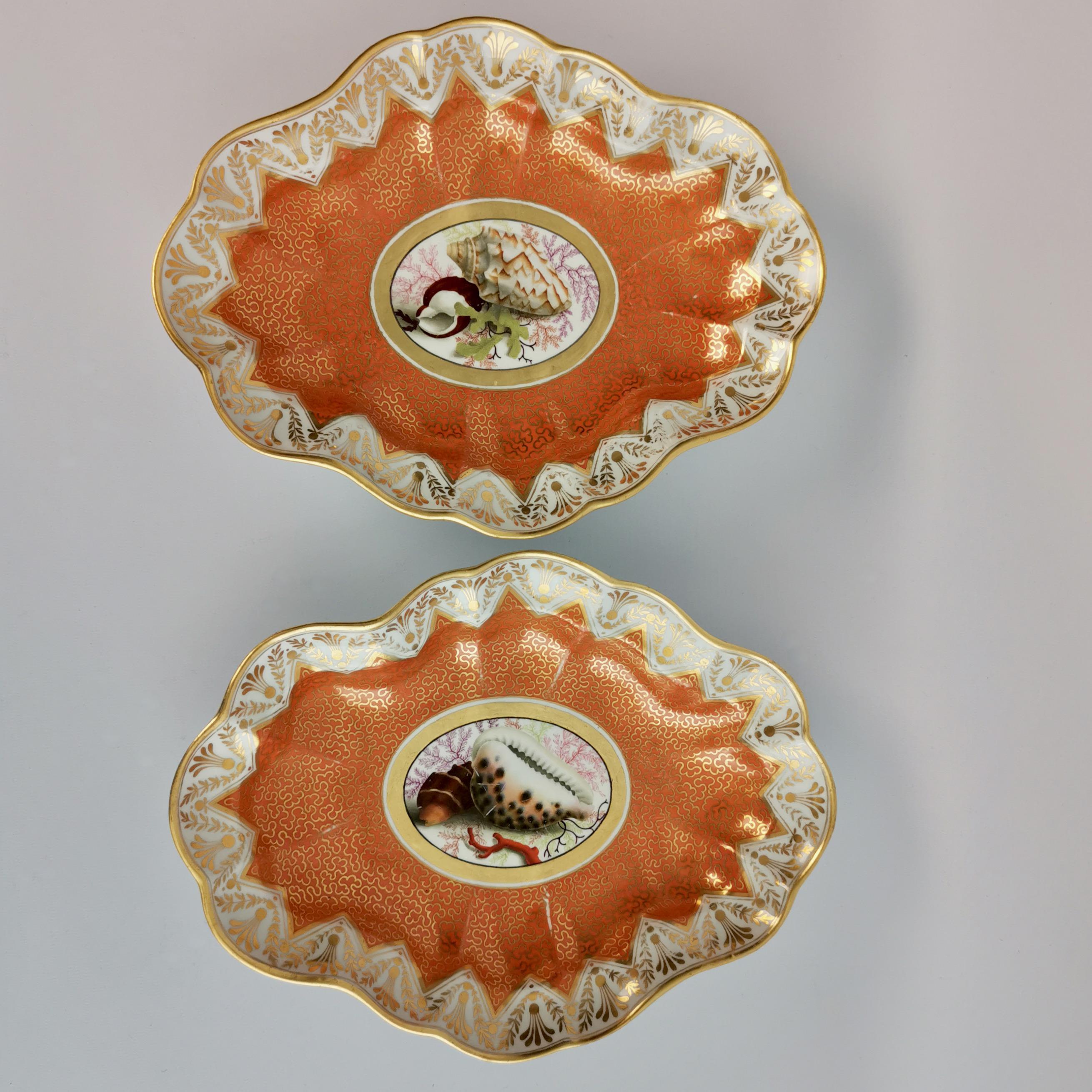 English Chamberlains Worcester Porcelain Dessert Service, Orange, Regency, circa 1815