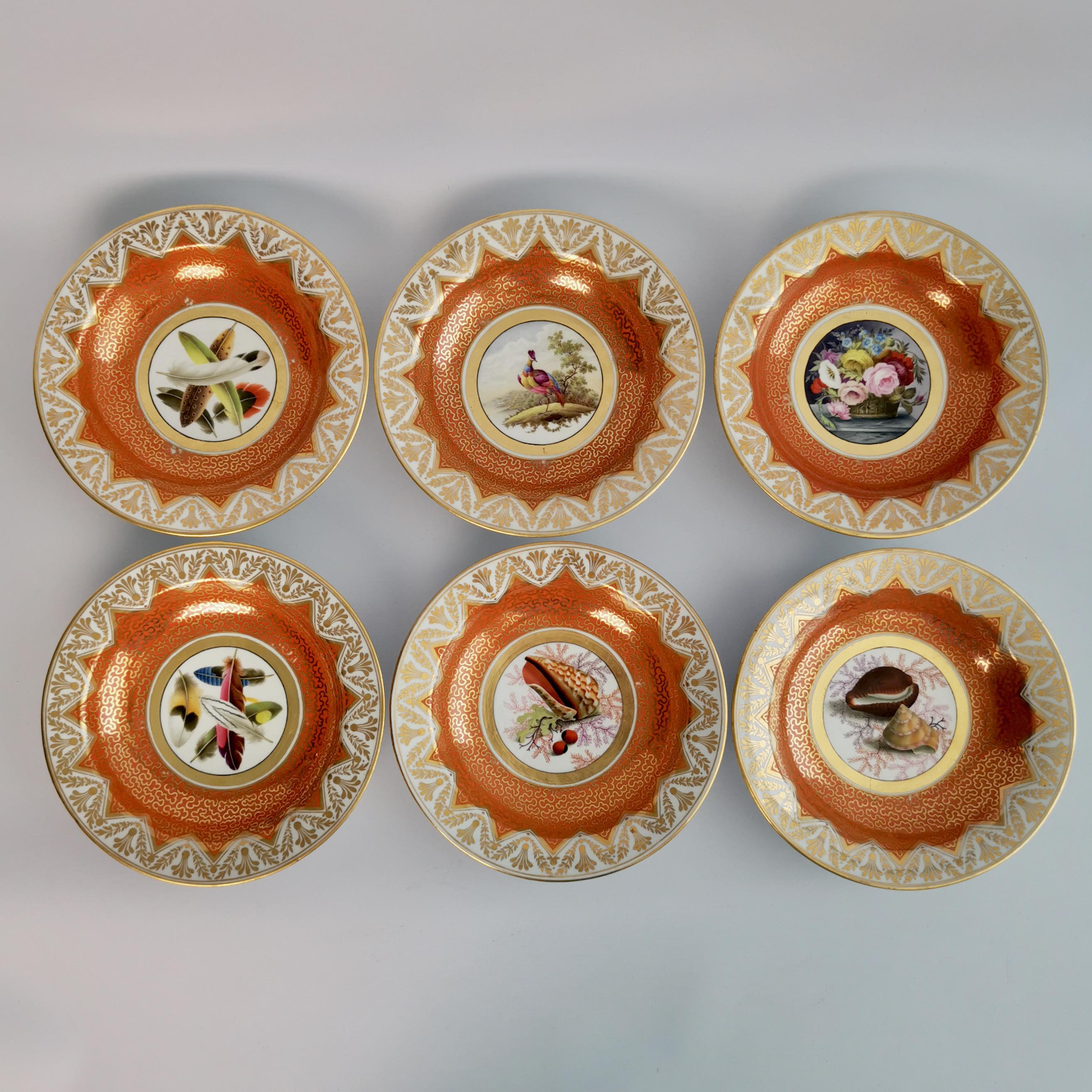 Hand-Painted Chamberlains Worcester Porcelain Dessert Service, Orange, Regency, circa 1815