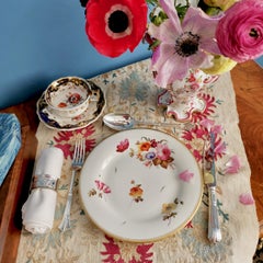 Chamberlains Worcester Porcelain Plate, White with Flowers Victorian, circa 1846