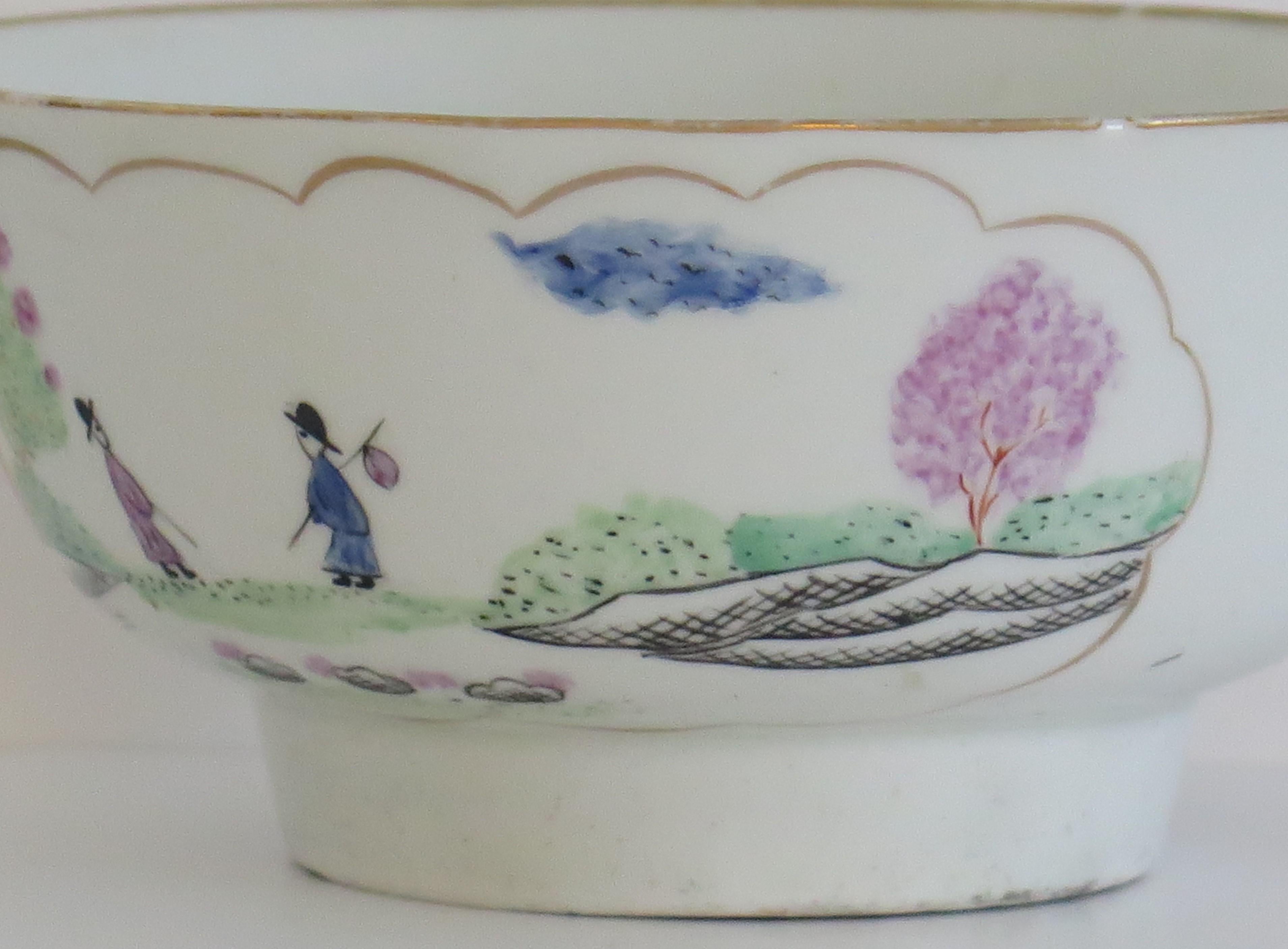 Chamberlains Worcester Porcelain Slop Bowl in Stag Hunt Pattern No.9, circa 1792 In Good Condition In Lincoln, Lincolnshire