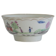 Antique Chamberlains Worcester Porcelain Slop Bowl in Stag Hunt Pattern No.9, circa 1792