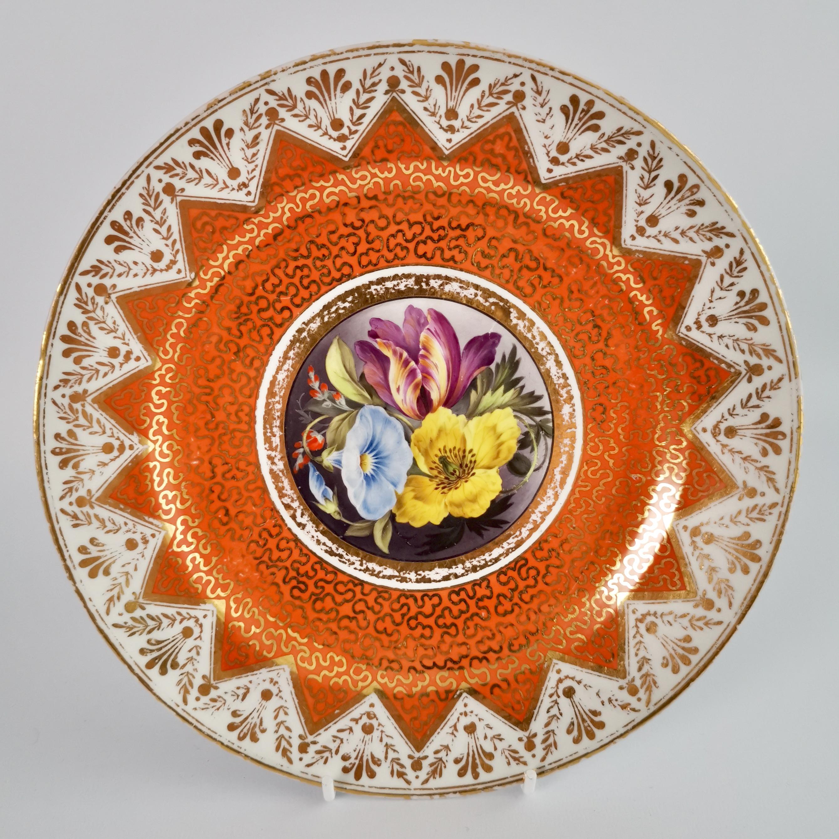 Chamberlains Worcester Set of Plates, Orange, Paintings by H. Chamberlain, 1815 2