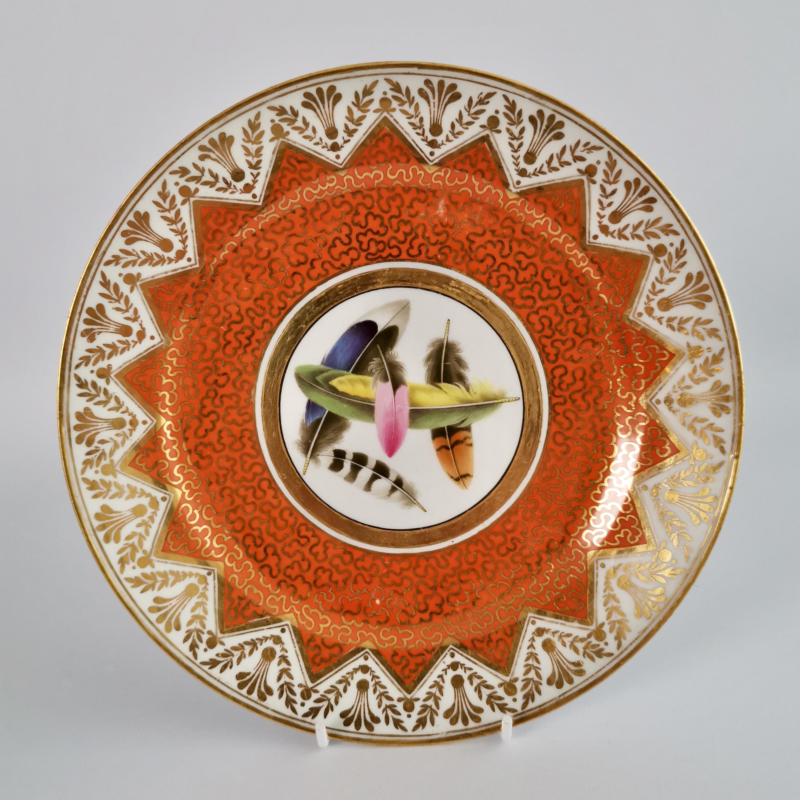 Regency Chamberlains Worcester Set of Plates, Orange, Paintings by H. Chamberlain, 1815