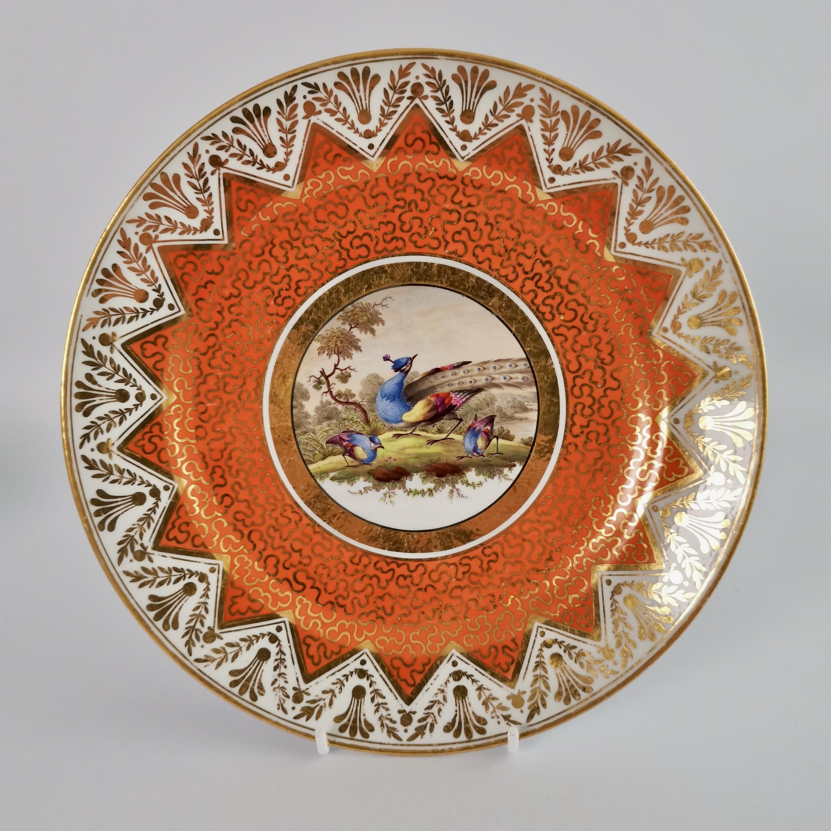 Chamberlains Worcester Set of Plates, Orange, Paintings by H. Chamberlain, 1815 1