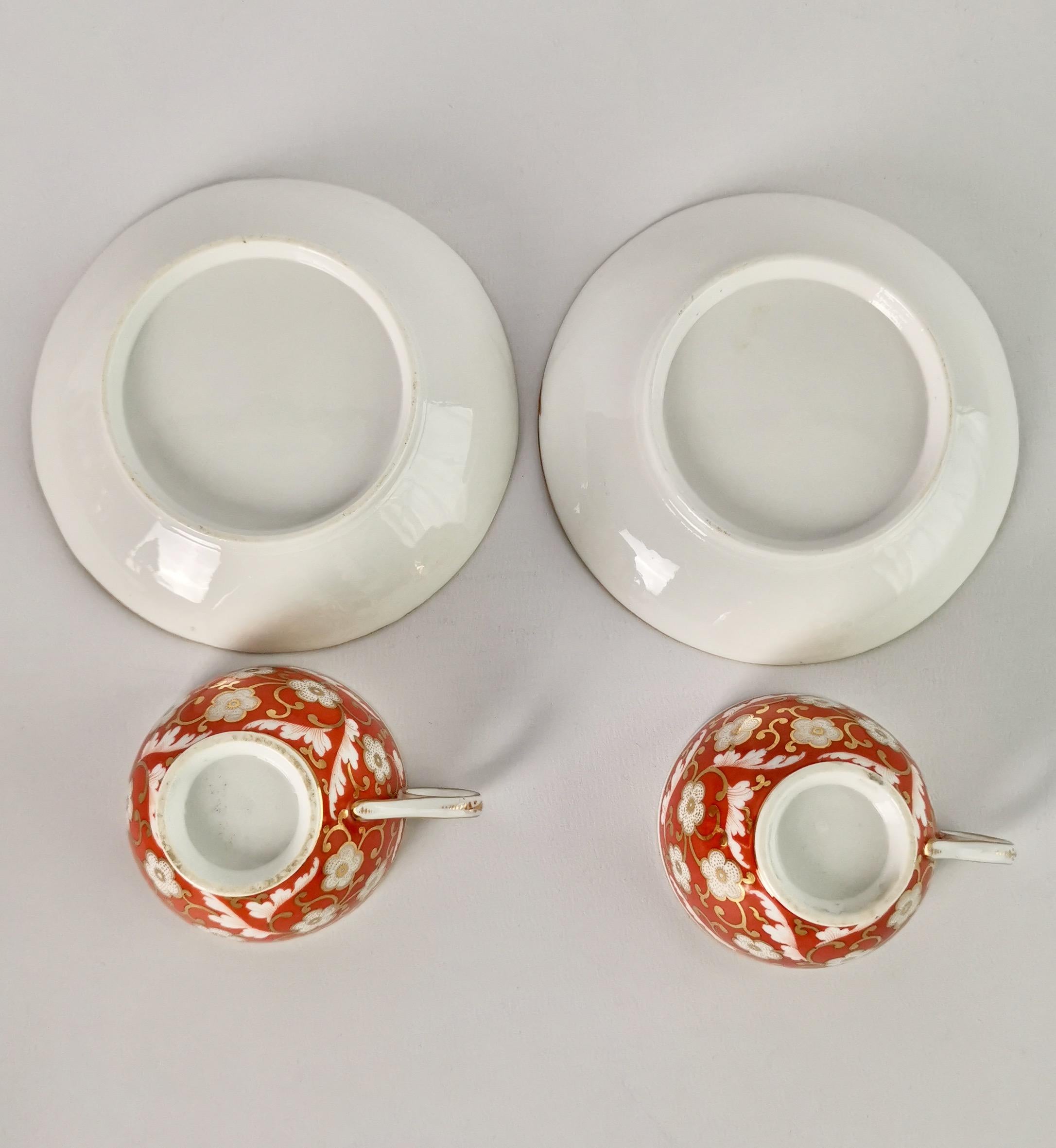 Chamberlains Worcester Tiny Tea Service for Two, Orange Floral, Regency ca 1805 5
