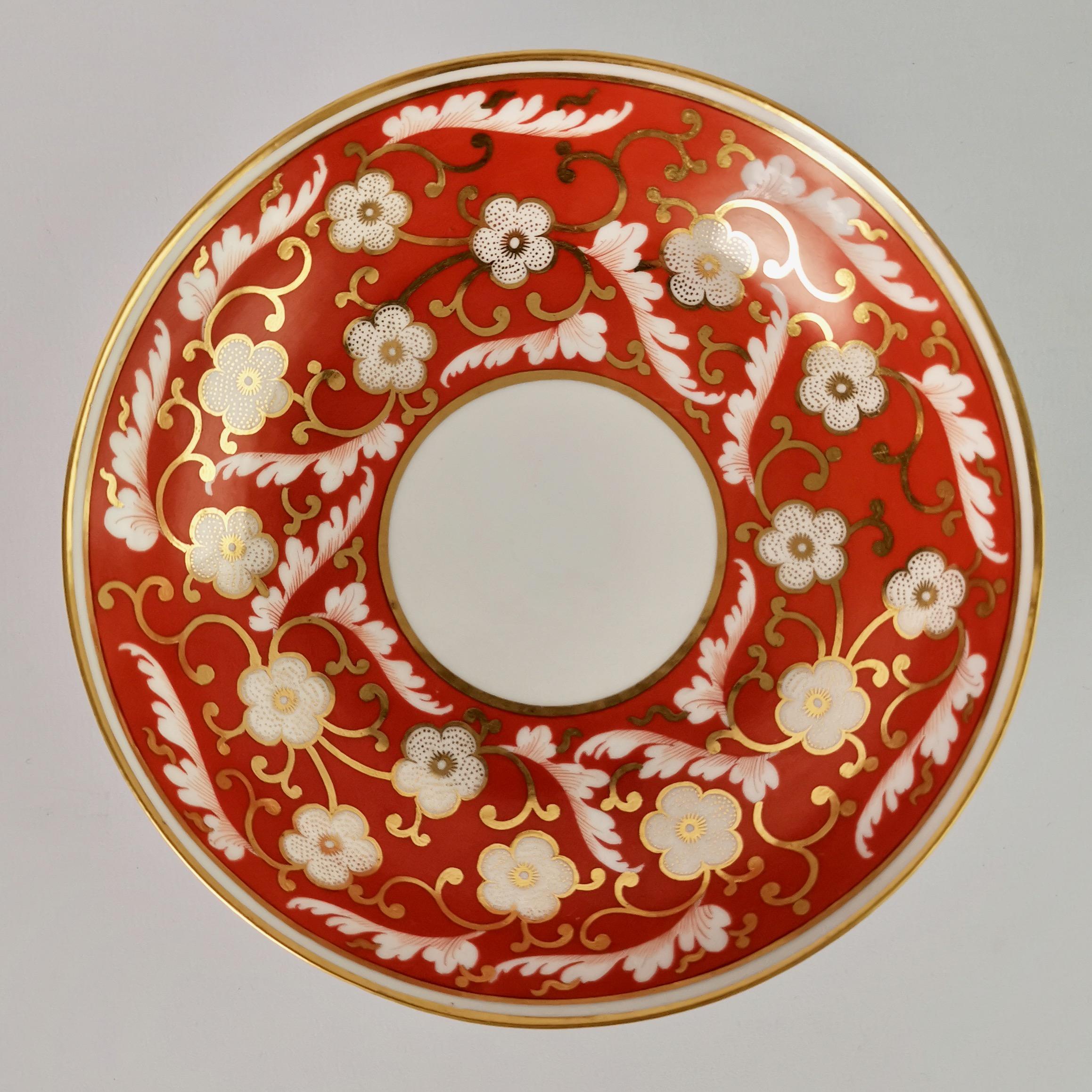 English Chamberlains Worcester Tiny Tea Service for Two, Orange Floral, Regency ca 1805