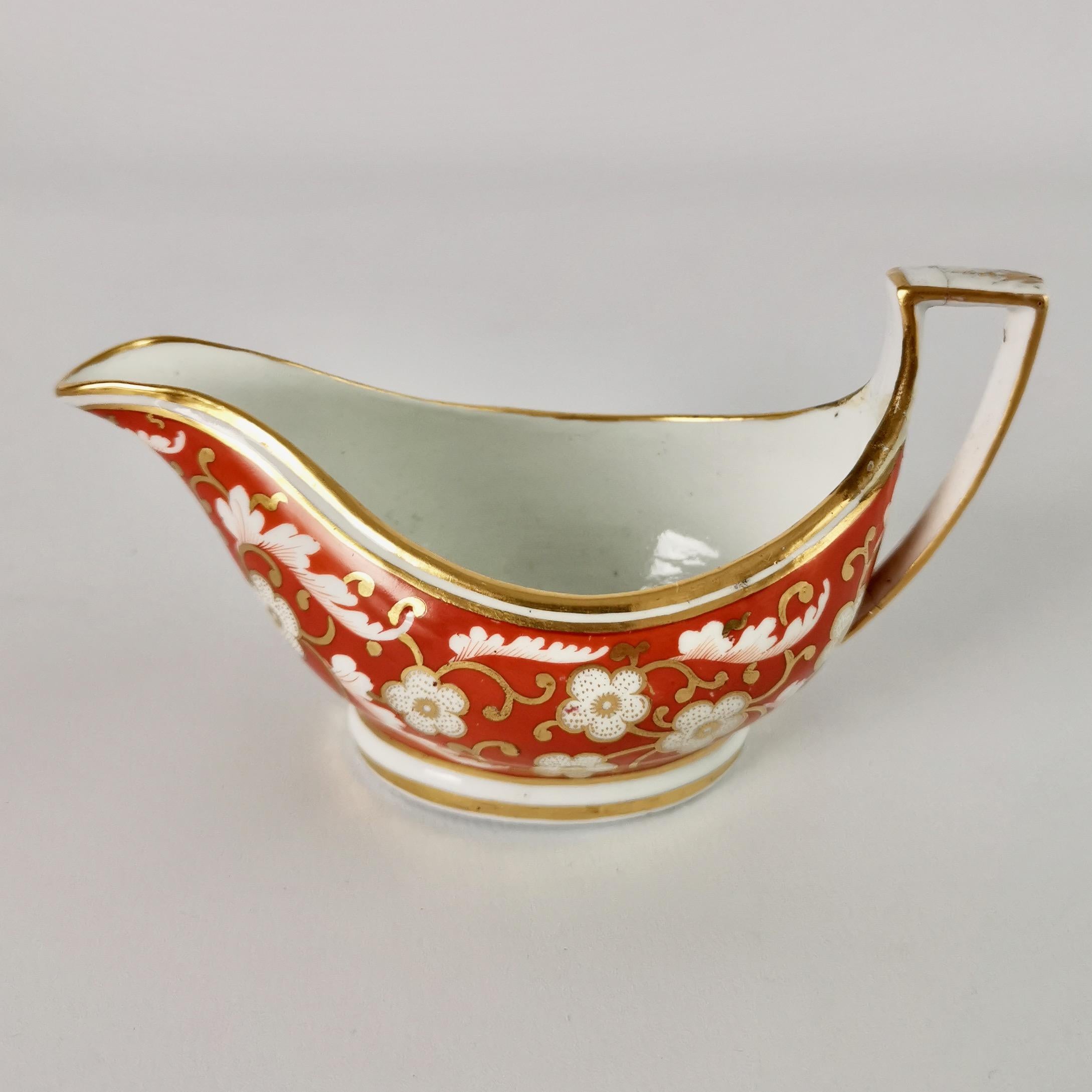 Hand-Painted Chamberlains Worcester Tiny Tea Service for Two, Orange Floral, Regency ca 1805