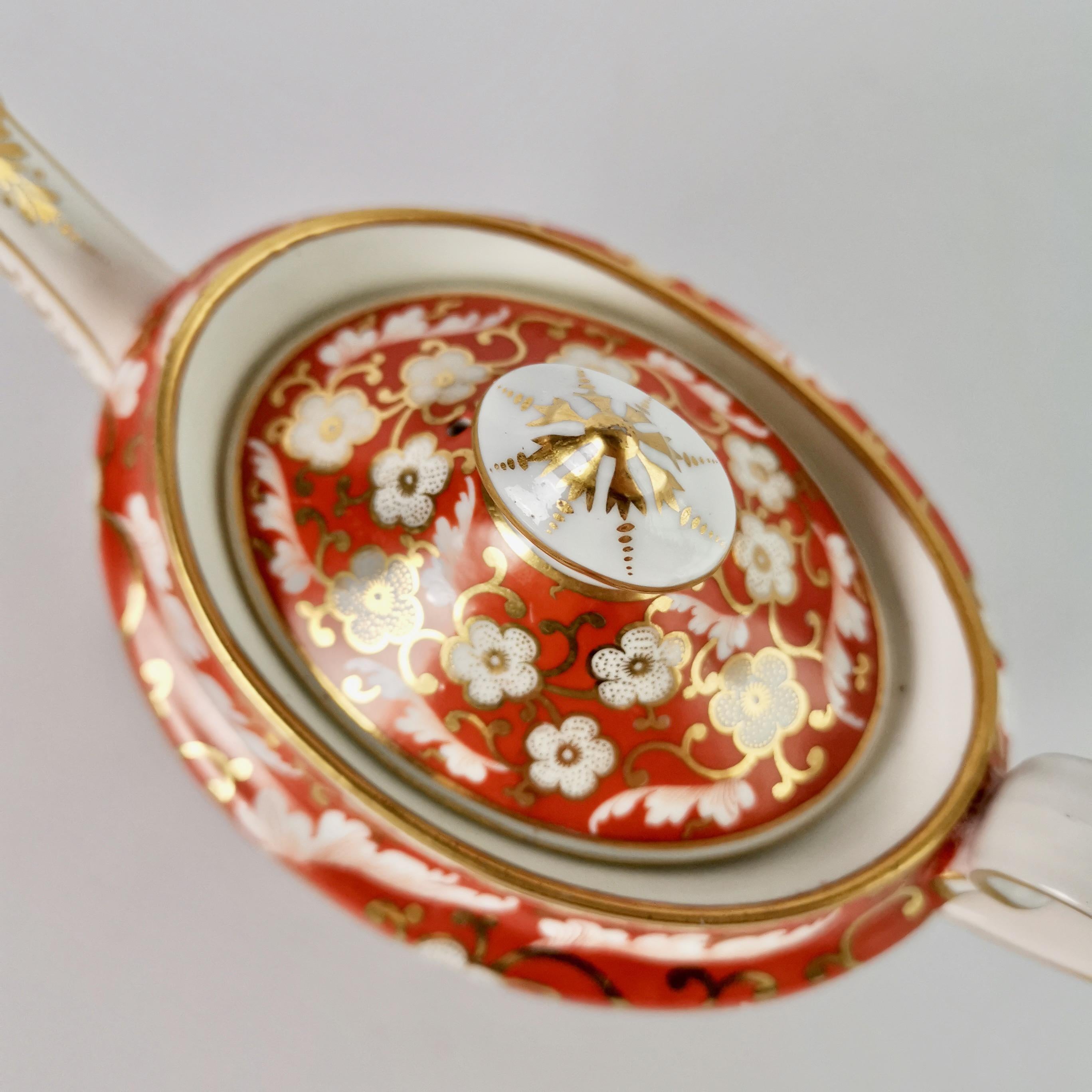 Early 19th Century Chamberlains Worcester Tiny Tea Service for Two, Orange Floral, Regency ca 1805
