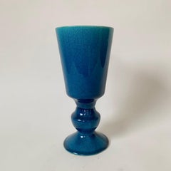 Chambost Blue Ceramic Vase circa 1970, France.