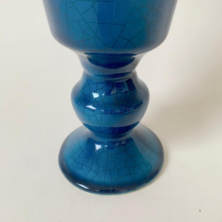 Vase en céramique bleu Chambost vers 1970, France. Bon état - En vente à Brussels, BE