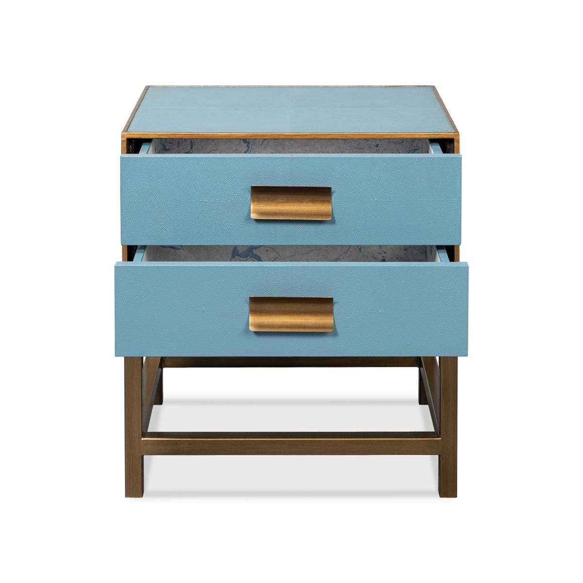 Mid-Century Modern Chambray Blue Modern End Table For Sale