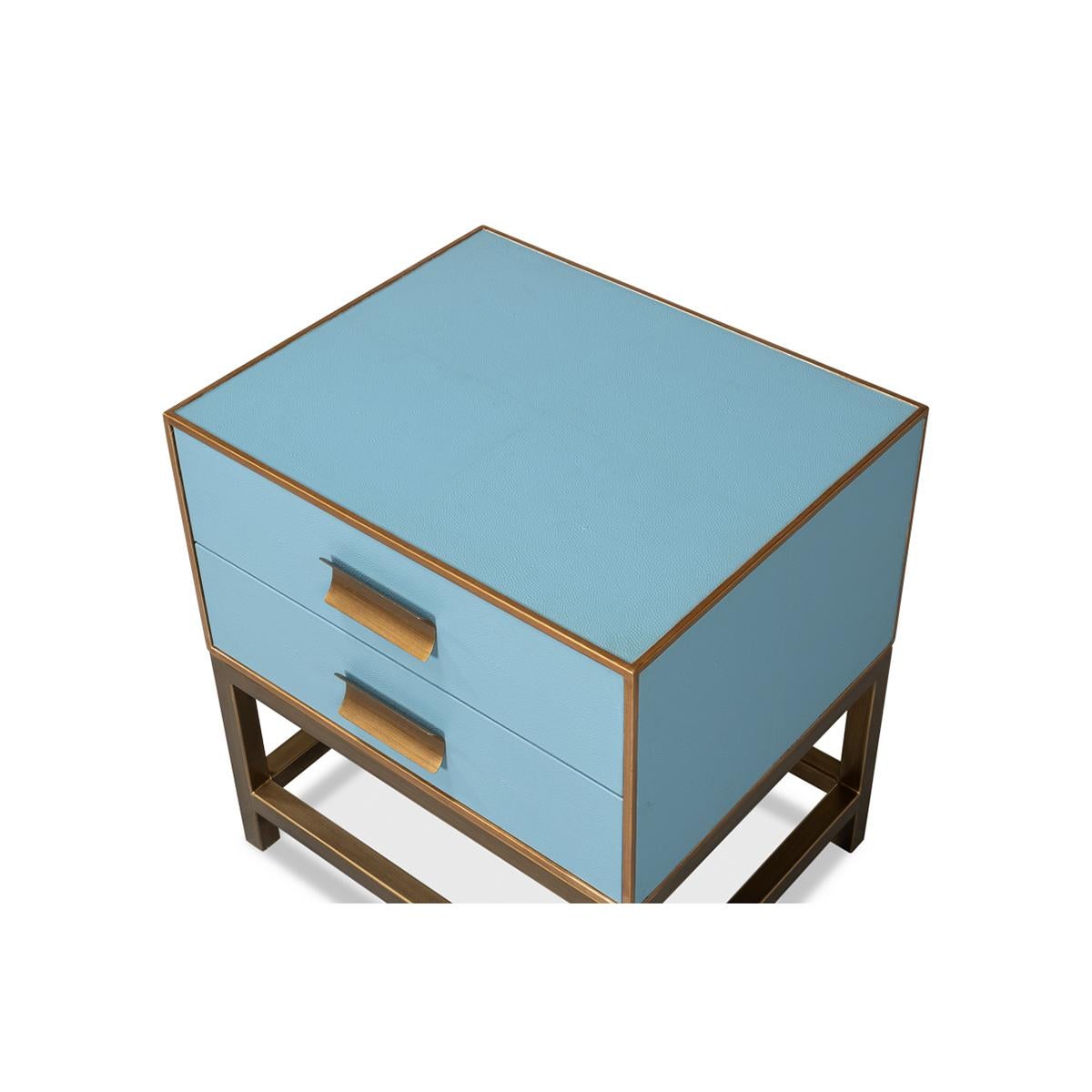 Asian Chambray Blue Modern End Table For Sale