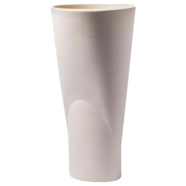 21st Century Chamelea I White Ceramic Vase Vessel Designed Chiara Andreatti For Sale