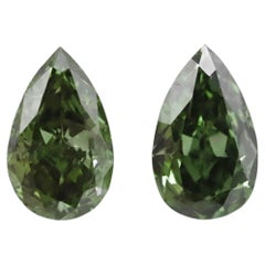 Chameleon Diamond - 0.47ct Natural Loose Fancy Green Pear GIA VS1 Match Pair