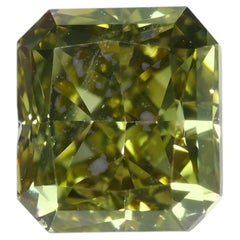 Diamant « Chameleon » - 0,66 ct, diamant naturel non serti, vert clair fantaisie, certifié GIA, taille radiant, SI1