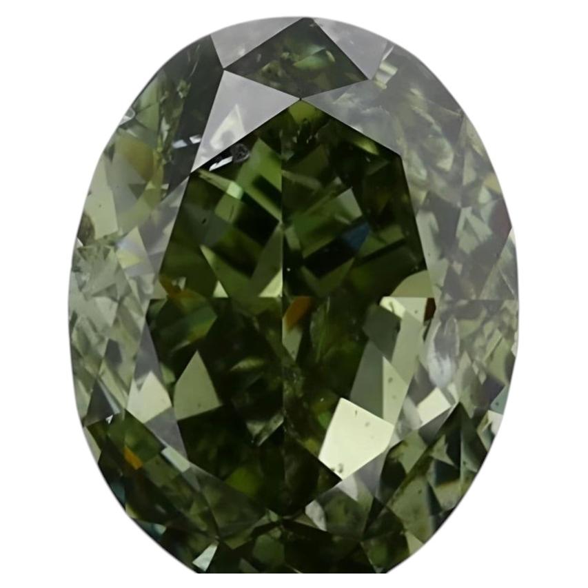 Chameleon Diamond - 1.00ct Natural Loose Fancy Dark Yellow Green Oval GIA SI2