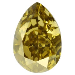 Chameleon Diamond 1.00ct Natural Loose Fancy Green Yellow Color Diamond GIA Pear