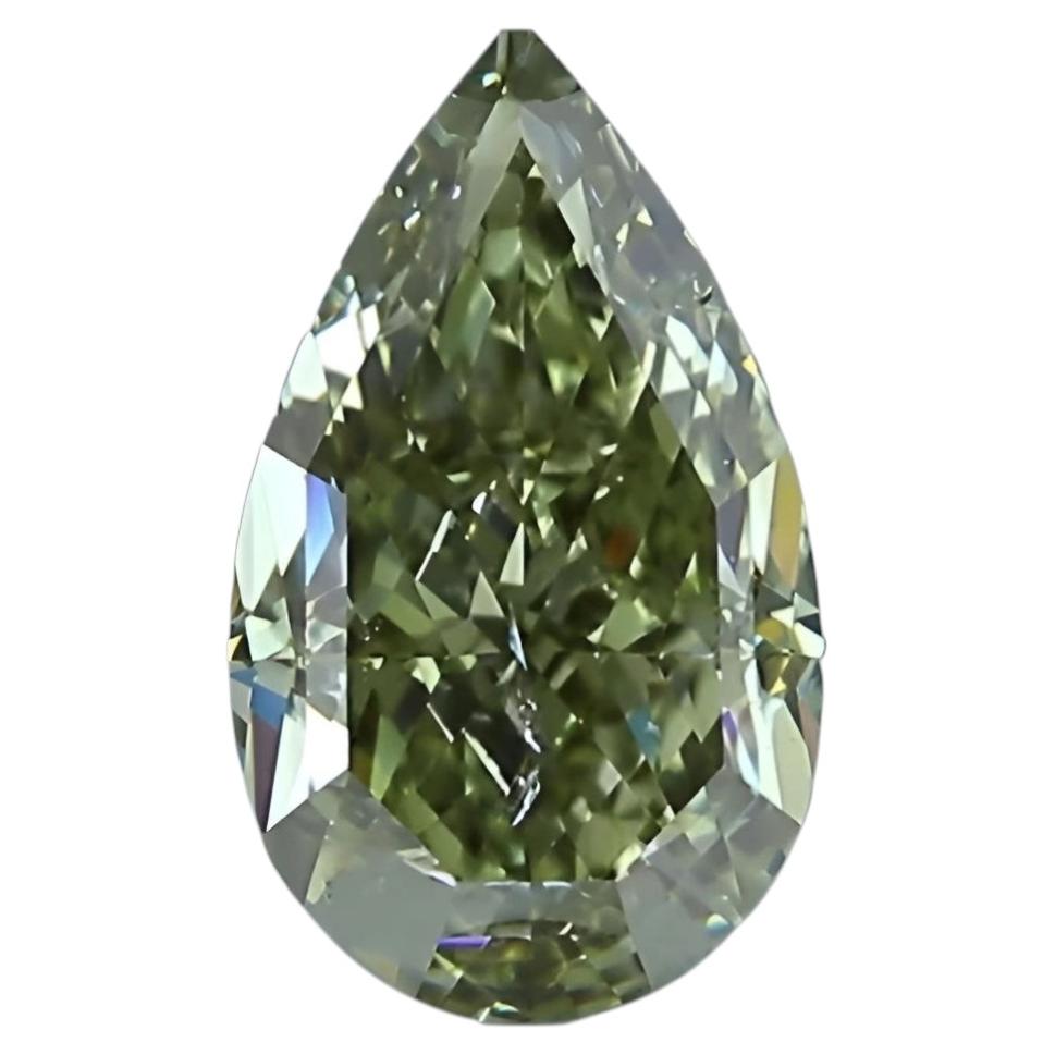 Chameleon Diamond - 1.01ct Natural Loose Fancy Dark Green Yellow Pear GIA SI2