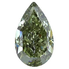 Chameleon Diamond - 1.01ct Natural Loose Fancy Dark Green Yellow Pear GIA SI2