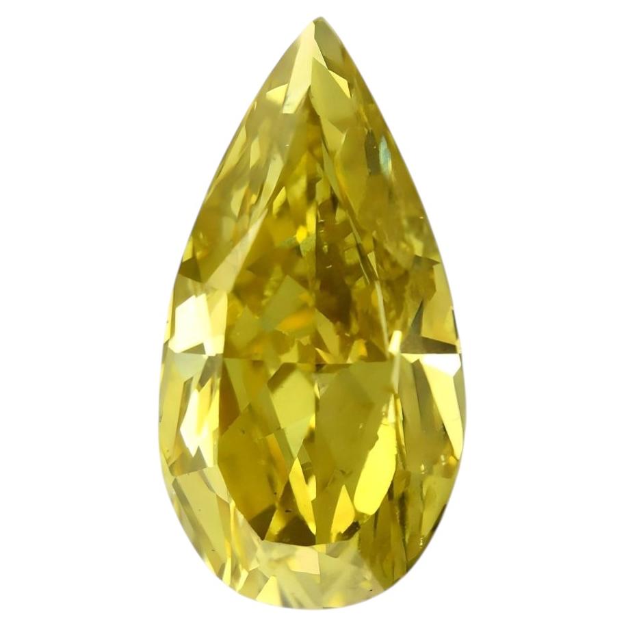 Chameleon Diamond 1.46ct Natural Loose Fancy Green Yellow Color Pear GIA SI1 For Sale