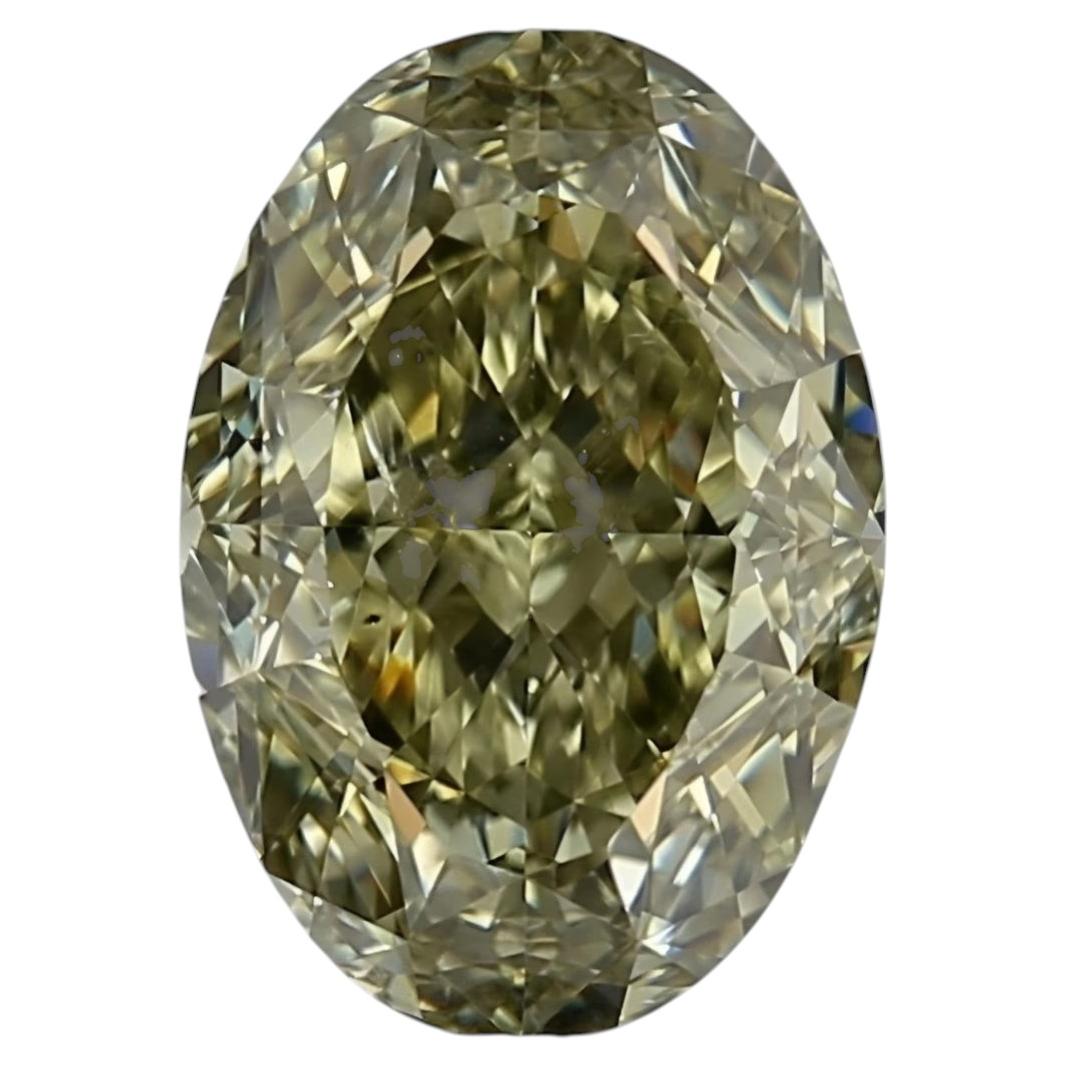 Chameleon Diamond - 2.01ct Natural Loose Fancy Dark Yellow Green Oval GIA SI2
