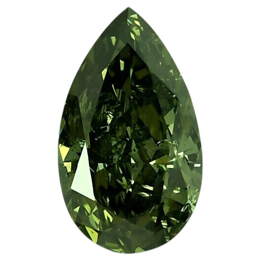 Chameleon Diamond 2.04ct Natural Loose Fancy Green Color Diamond GIA Pear Shape