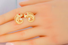 Chameleon earrings studs 14k Gold.