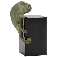 Chameleon Sculpture in Cast Bronze in Verdigris Finish by Elan Atelier