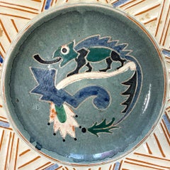 "Chameleon, " Unique, Striking Art Deco Bowl w/ Chevron Rim, Gross for Knabstrup