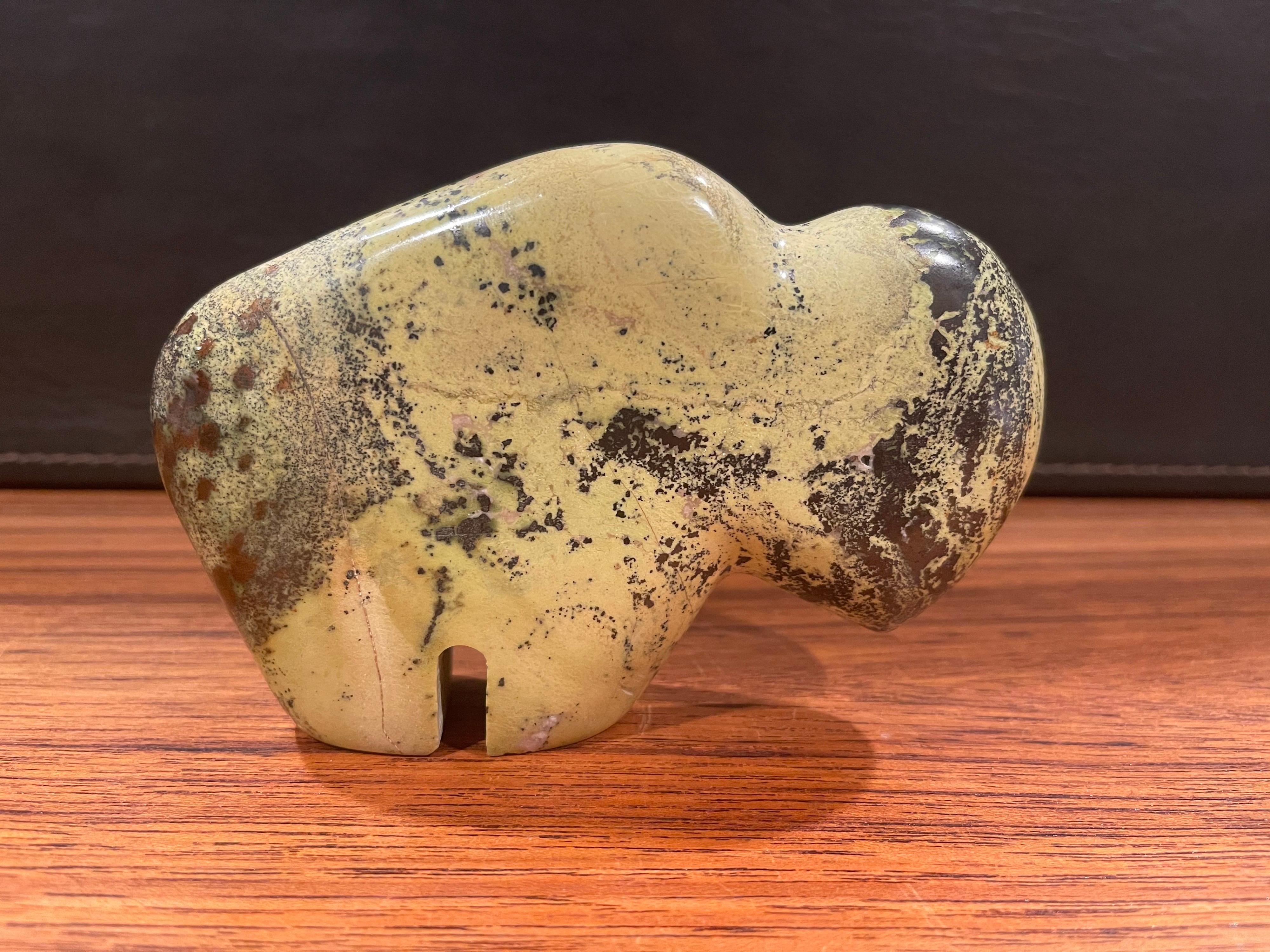 American Chamelon Marble Buffalo Sculpture / Paperweight For Sale