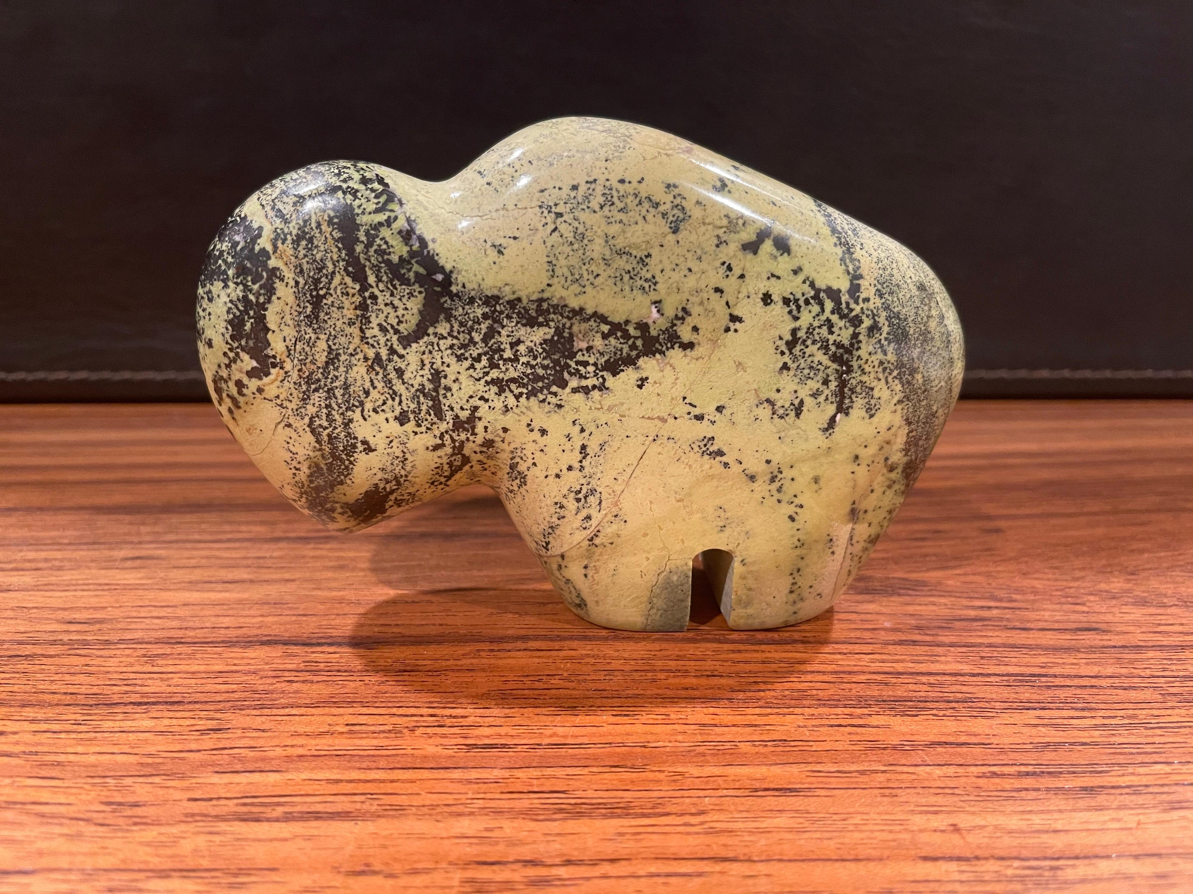 Chamelon Marble Buffalo Sculpture / Paperweight For Sale 1
