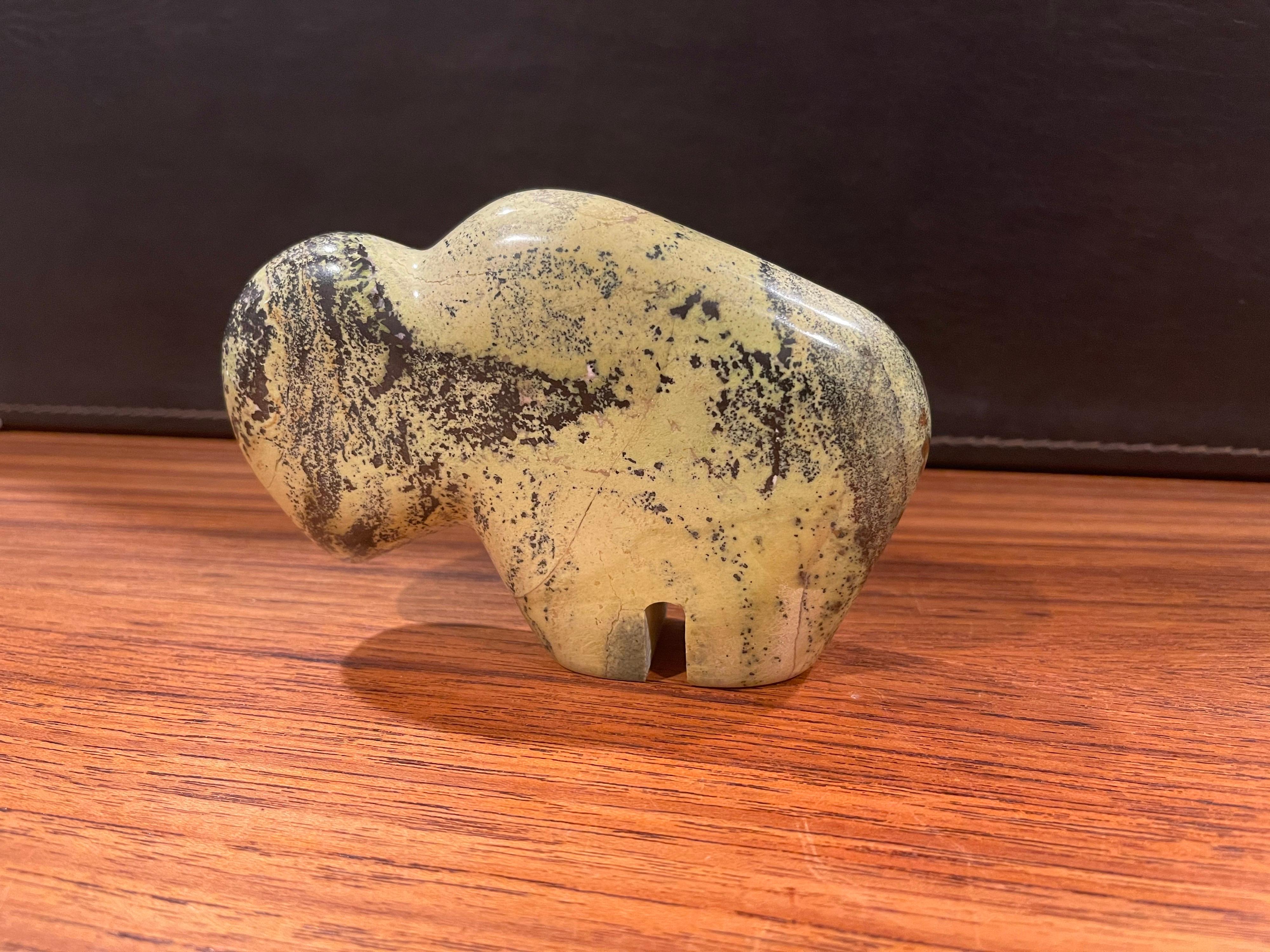 Chamelon Marble Buffalo Sculpture / Paperweight For Sale 2