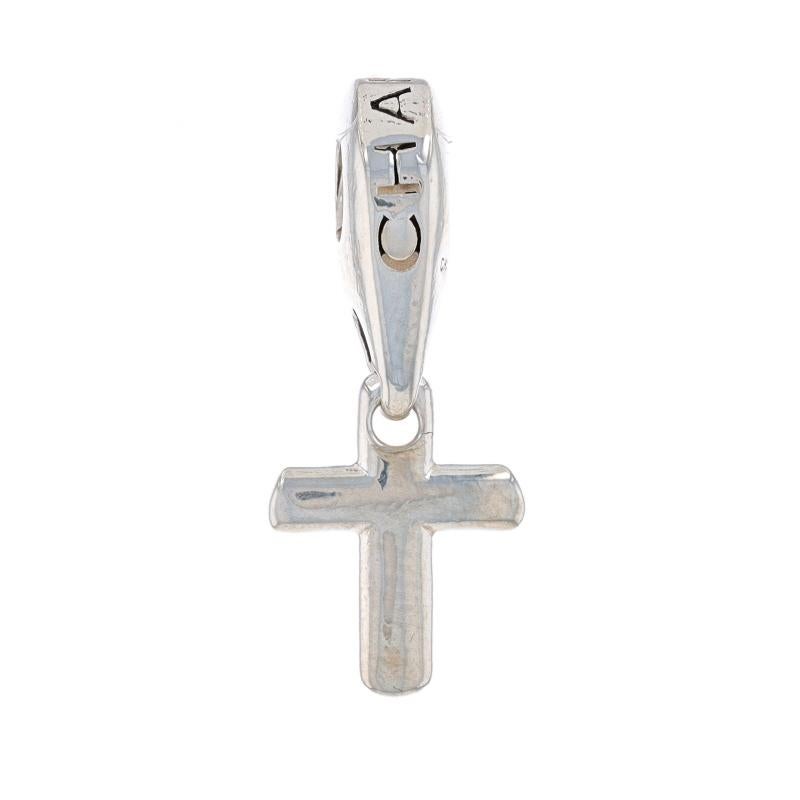 Brand: Chamilia
Style Number: GH-35

Metal Content: Sterling Silver

Style: Dangle
Theme: Hanging Cross, Faith Dangle

Measurements
Tall (from extended bail): 1 3/32