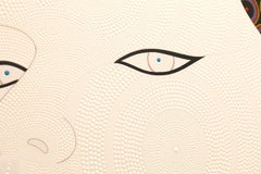 Etsu - Contemporary, woman portrait, acrylic, dot, pop art, dark green, asian