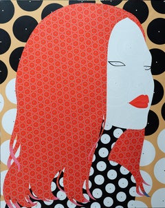 Vigorous - Contemporary, Woman Portrait , Acrylic Paint, Pop Art, Red, Vibrant