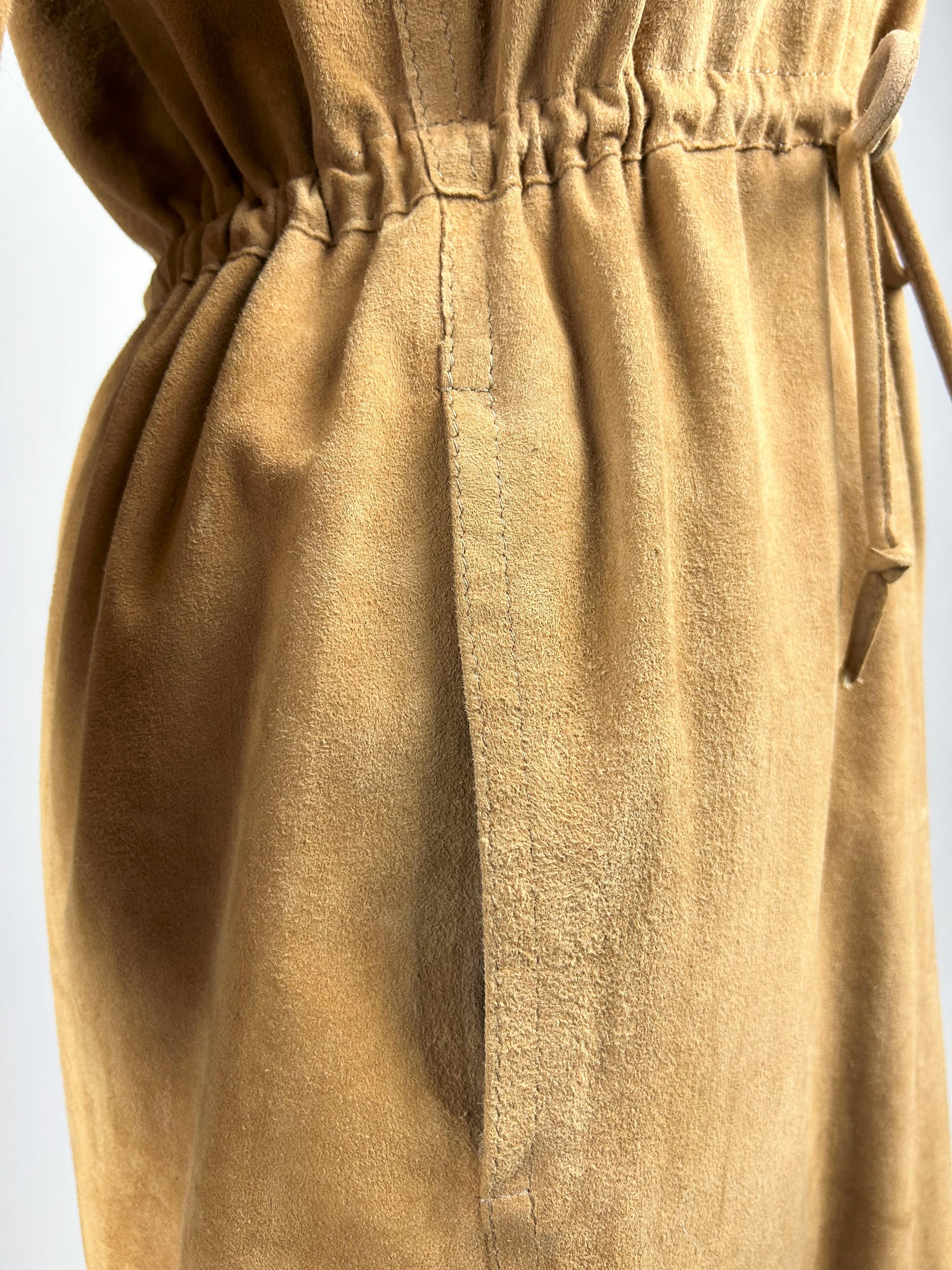 Chamois suede dress by Emanuel Ungaro Parallèle - France Circa 1982 For Sale 11