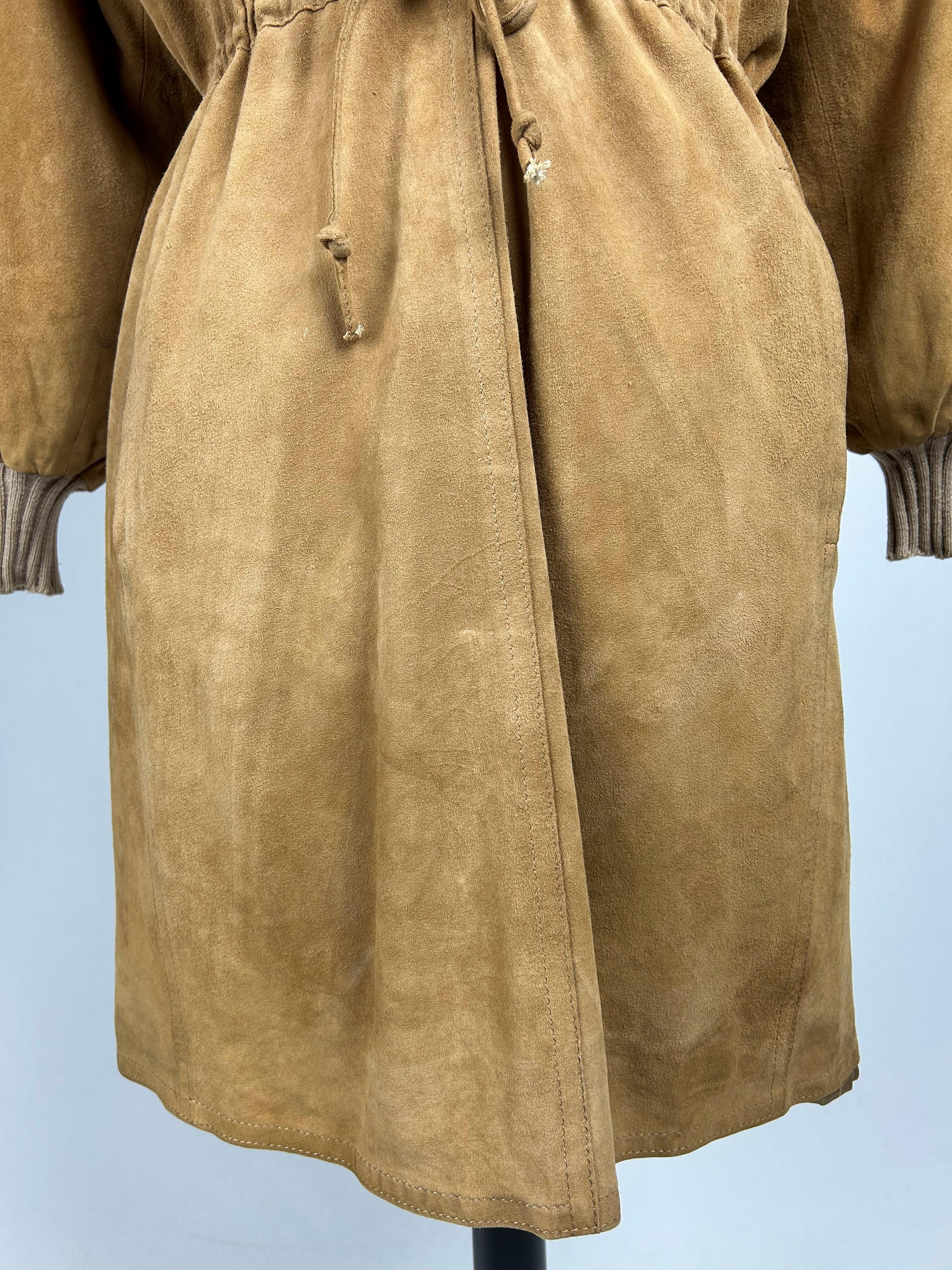 Chamois suede dress by Emanuel Ungaro Parallèle - France Circa 1982 For Sale 3
