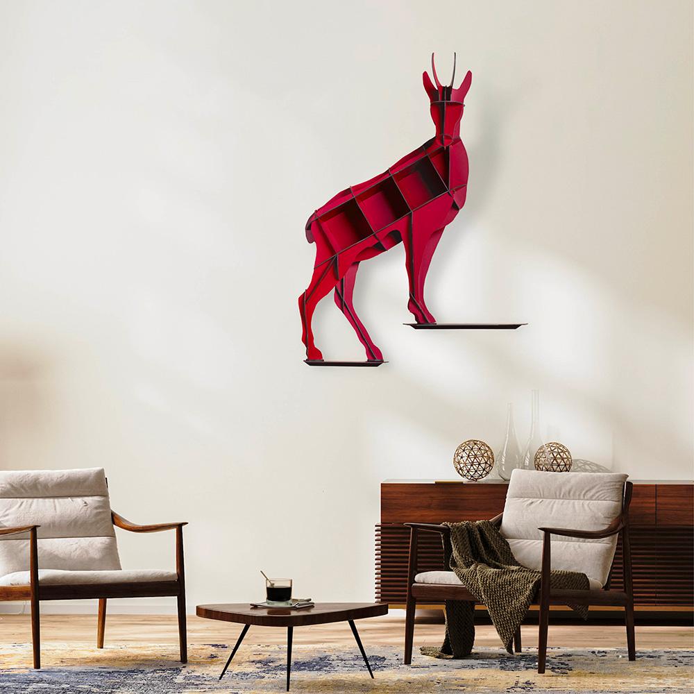 Discover Horace, an agile wall-mounted piece of furniture that evokes the unexpected intrusion of nature into unconventional spaces. Inspired by the agility of the chamois, this acrobatic furniture piece presides over the space, thereby restoring