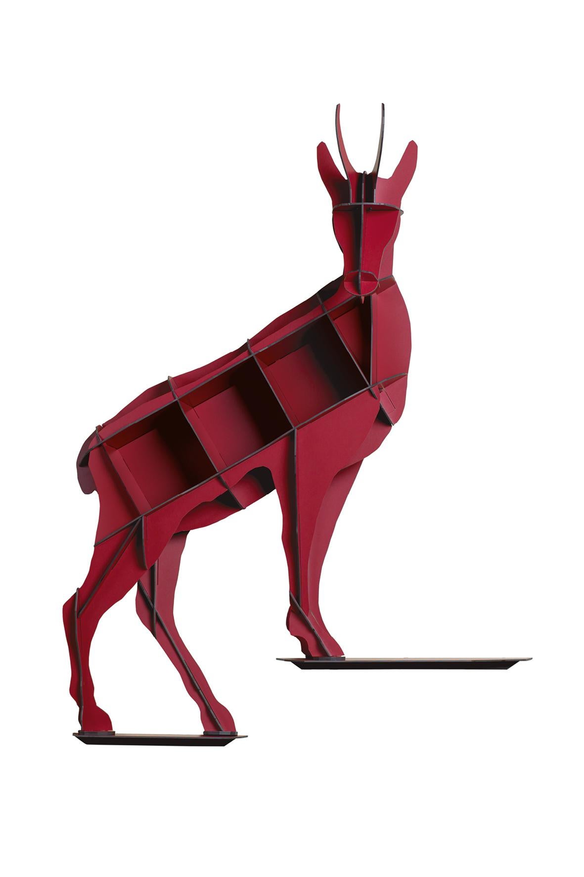 French Chamois Wall Shelf - Red HORACE For Sale