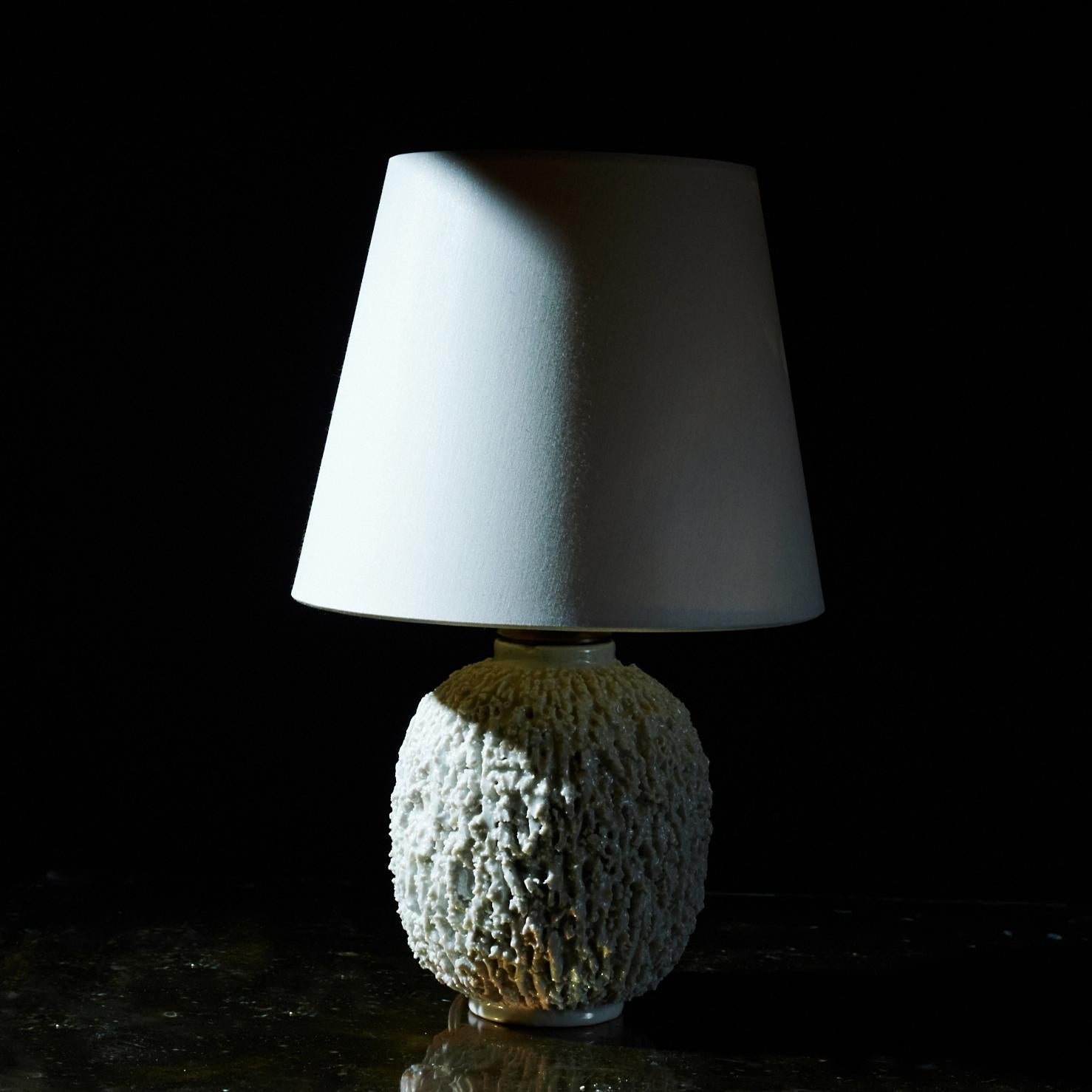 Mid-20th Century Chamotte Table Lamp in Ceramic by Gunnar Nylund For Sale