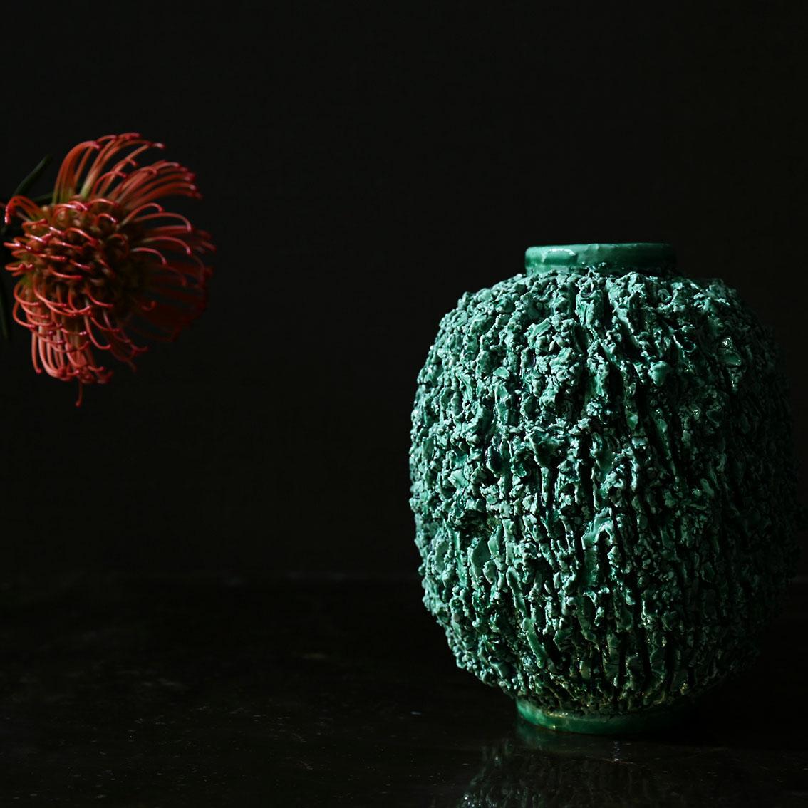 Chamotte-Vase aus Keramik von Gunnar Nylund (Mitte des 20. Jahrhunderts) im Angebot