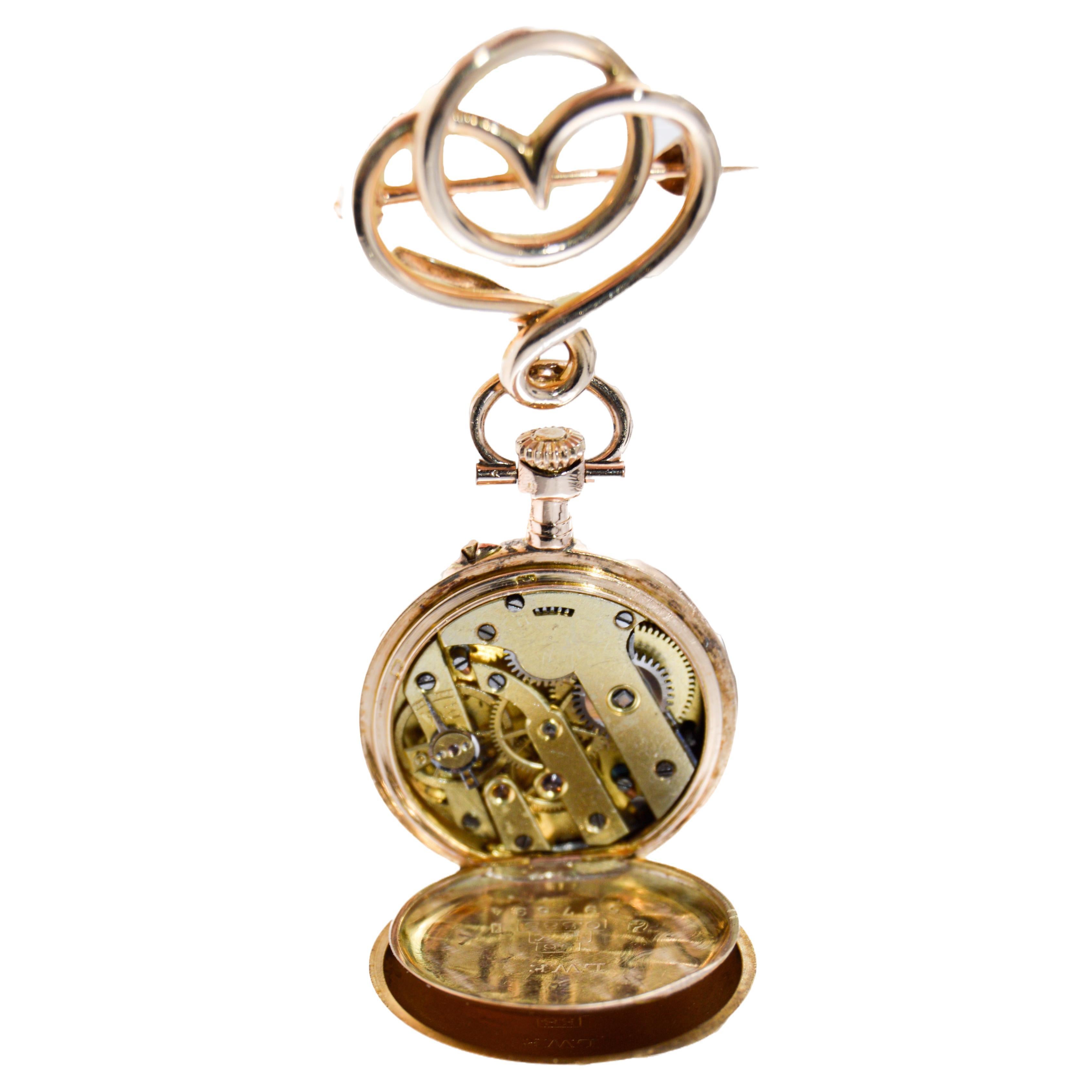Champ de Roses 14Kt. Solid Gold Pendant Watch from 1900's 4
