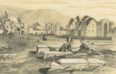 Champ des Morts, Ispahan – Antique Lithograph of the Cemetery at Isfahan, c.1840