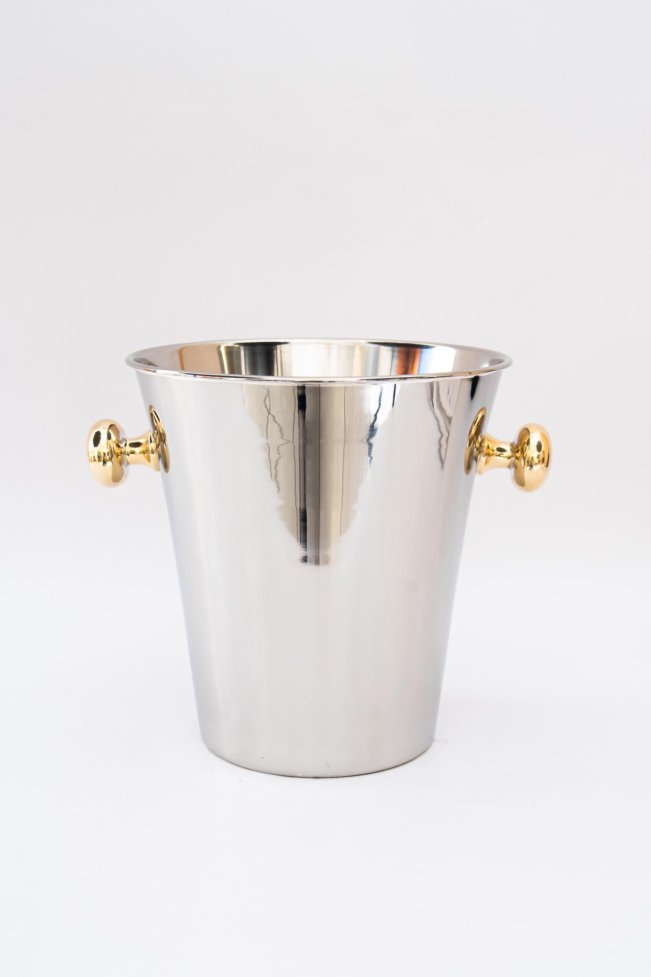 Champage-Eimer Alpaka mit Messinggriffen von WMF um 1920 ( markiert ) (Art déco) im Angebot