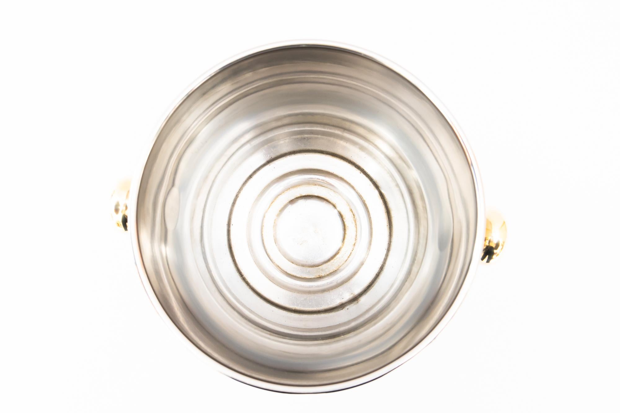 Champage-Eimer Alpaka mit Messinggriffen von WMF um 1920 ( markiert ) im Angebot 1