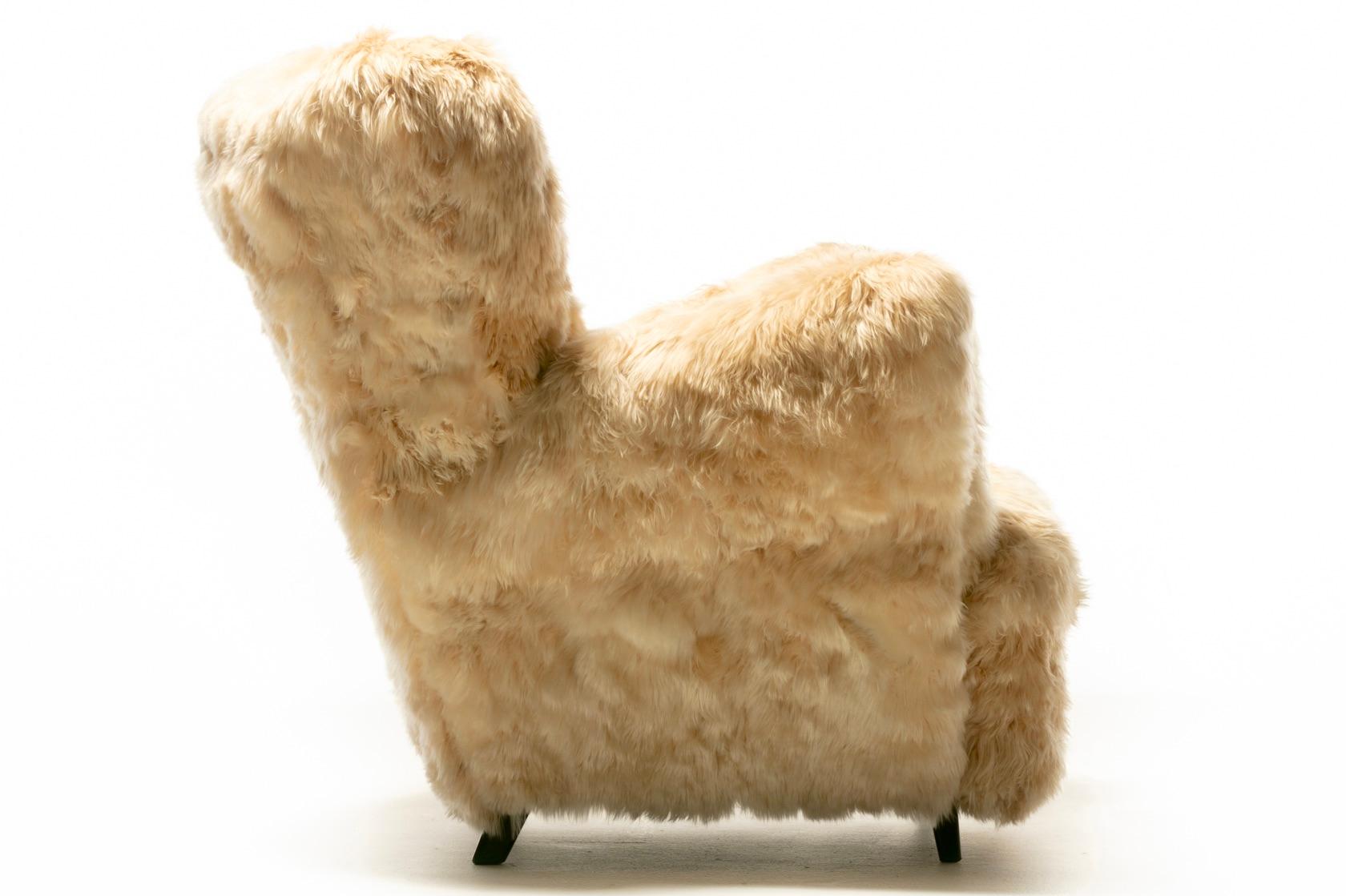 Champagne Alpaca Art Deco Wingback Mom & Pop Lounge Chairs 5
