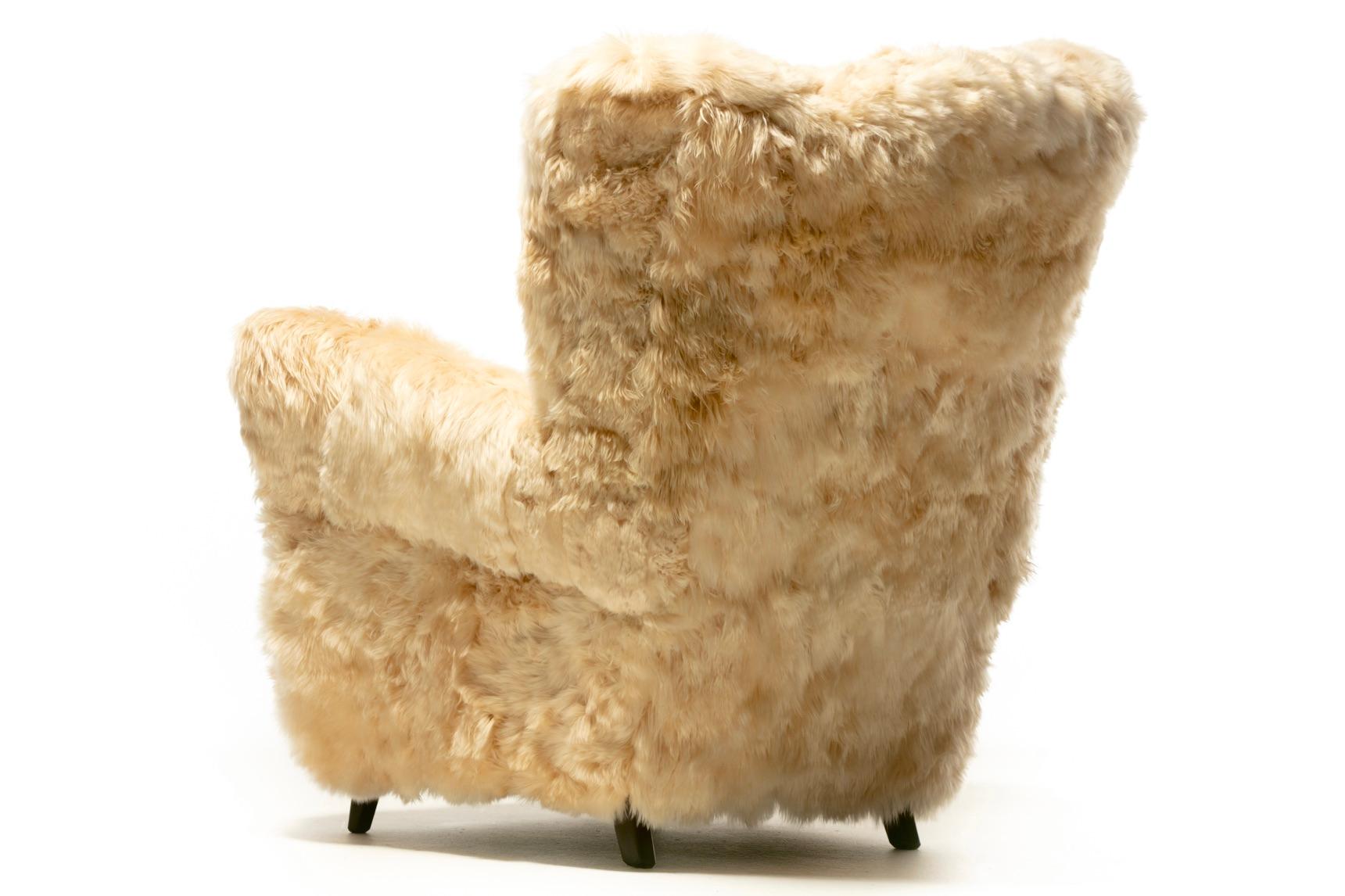 Champagne Alpaca Art Deco Wingback Mom & Pop Lounge Chairs 11