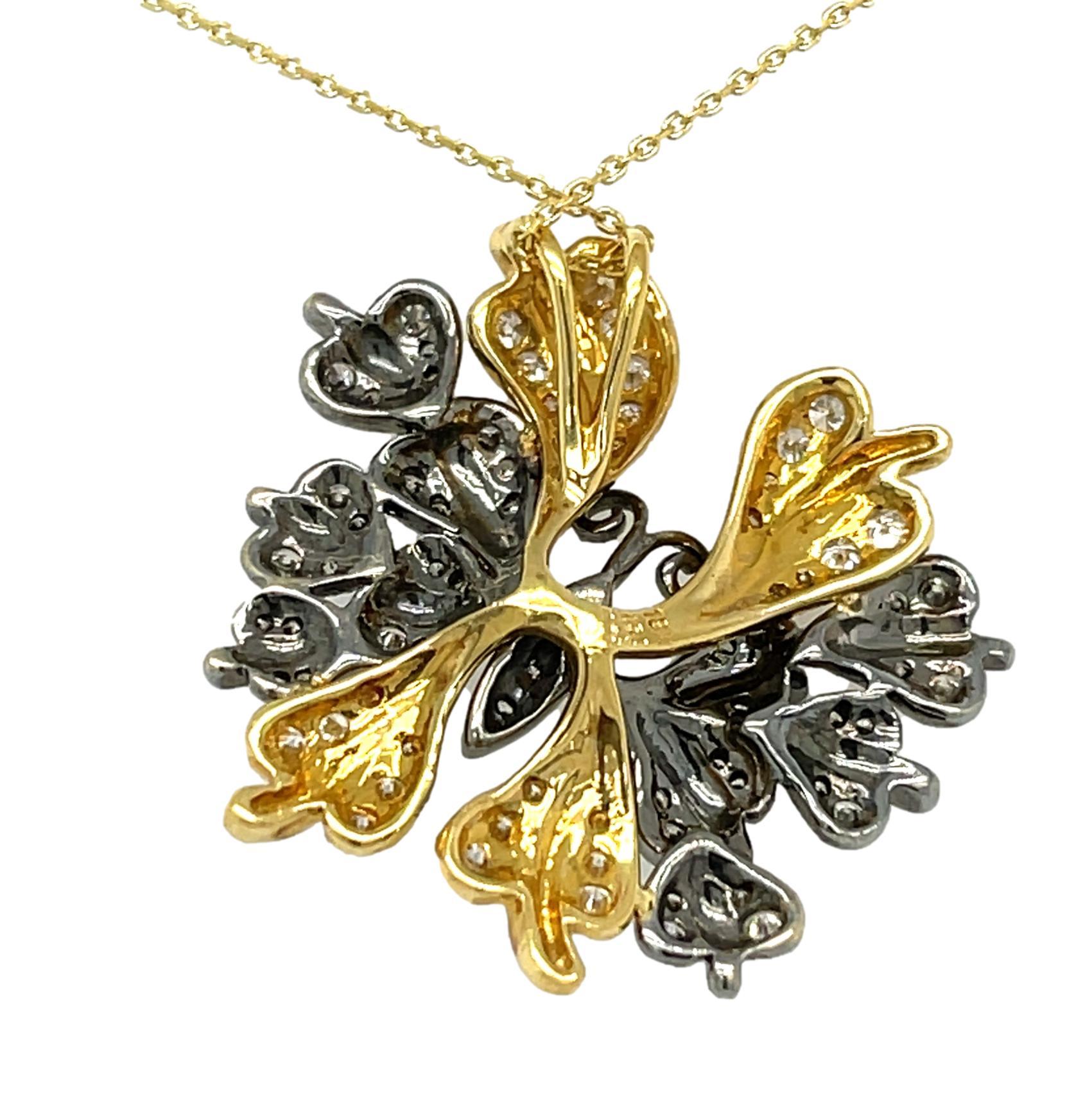 Champagne and White Diamond Butterfly Pendant in 18K Yellow Gold In New Condition For Sale In New York, NY