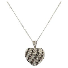 Champagne and White Diamond Heart Pendant Necklace