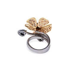 Champagne & Black Diamond Petal Ring